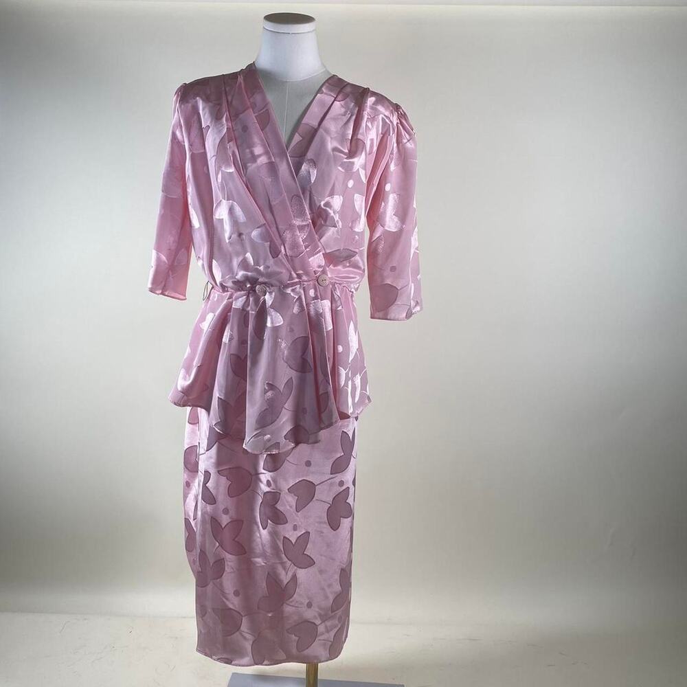 Vintage pink floral 2 piece skirt set